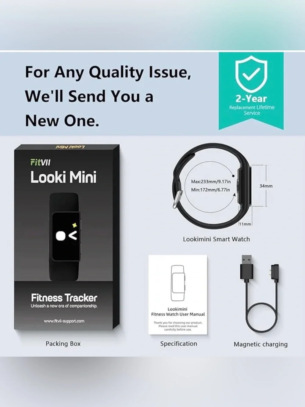 Looki-mini Black Fitness Tracker Band new open box
